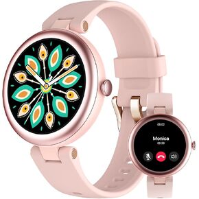 Smart Watches for Women (Answer/Make Calls), Round Women's Watch Compatible with iPhone Android Phones Fitness Tracker with Heart Rate Monitor Pedometer Sleep Tracker Waterproof Dark Black