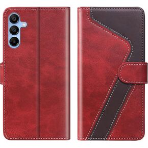 CIVICASEA for Samsung Galaxy A15 5G Wallet Case, Flip Case with RFID Blocking Credit Card Holder, PU Leather Matching Phone Case for Samsung A15 Red Brown