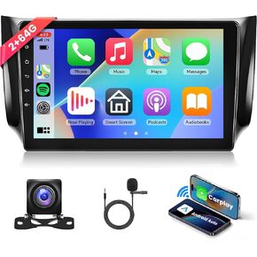 2+64G Android Car Radio Car Stereo for Nissan Sentra Sylphy B17 2012-2018 Wireless Carplay Android Auto, 10.1'' Touch Screen Head Unit with Mirror Link WiFi GPS Bluetooth FM RDS EQ Backup Camera SWC