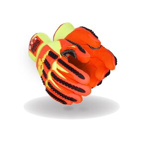 MAGID T-REX Arctic Series ANSI A5 Cut-Resistance, Thermal Impact Gloves, 2 Pairs, Waterproof, Hi-Viz Yellow/Orange, Size 7/Small