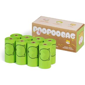120 Counts Dog Poop Bags 100% Certified Home Compostable Waste Bag Leak Proof Waste Bags Large Size Unscented