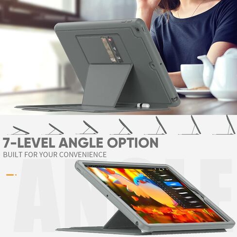for iPad 9th/8th/7th Generation Case 10.2'', Thin, Strong Magnetic Stand Cover with Absorbing Multi-Angles Stand, Pen Holder, Card Slot for iPad 10.2 Inch 2021/2020/2019(Black) in Saudi Arabia