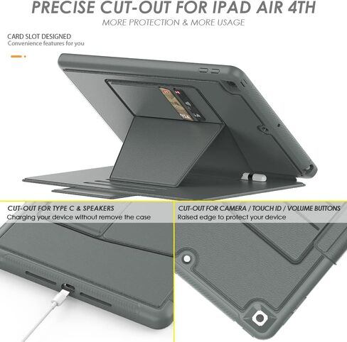 for iPad 9th/8th/7th Generation Case 10.2'', Thin, Strong Magnetic Stand Cover with Absorbing Multi-Angles Stand, Pen Holder, Card Slot for iPad 10.2 Inch 2021/2020/2019(Black) in Saudi Arabia