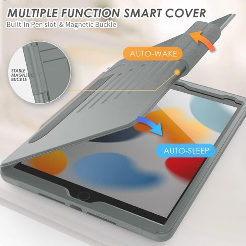 for iPad 9th/8th/7th Generation Case 10.2'', Thin, Strong Magnetic Stand Cover with Absorbing Multi-Angles Stand, Pen Holder, Card Slot for iPad 10.2 Inch 2021/2020/2019(Black) in Saudi Arabia