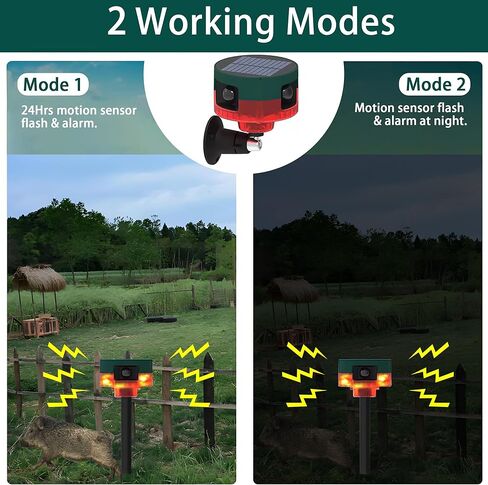 Solar Outdoor Motion Sensor Alarm - 360° Motion Detector, 3x129dB Loud Siren Lamp, 4 Modes Remote Control, LED Flashing Ligh with USB, Say Goodbye to Intruders in Kuwait