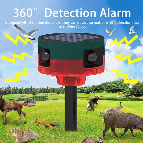 Solar Outdoor Motion Sensor Alarm - 360° Motion Detector, 3x129dB Loud Siren Lamp, 4 Modes Remote Control, LED Flashing Ligh with USB, Say Goodbye to Intruders in Kuwait