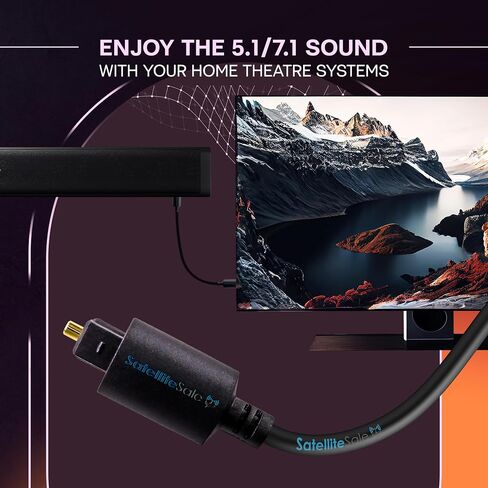 SatelliteSale Digital Toslink SPDIF كابل الألياف الضوئية الصوتية سلك عالمي PVC سلك أسود 6 أقدام in Kuwait