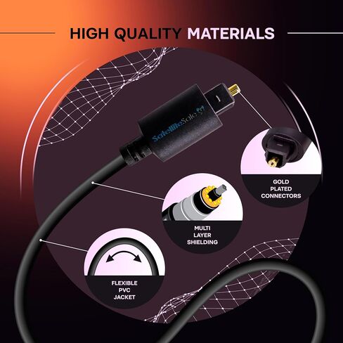 SatelliteSale Digital Toslink SPDIF كابل الألياف الضوئية الصوتية سلك عالمي PVC سلك أسود 6 أقدام in Kuwait