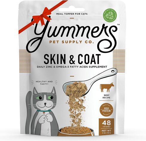 Skin & Coat, Zinc & Omega-3 Fatty Acids Supplement, Beef Recipe, 4 oz. - Yummers Cat Food Toppers - Cat Food Supplement Toppers - Cat Food Topper Supplement for Heart Health - Cat Food Topping in Saudi Arabia