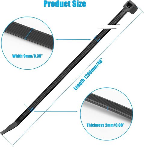 أربطة بسحاب شديدة التحمل بطول 48 بوصة، 15 قطعة من أربطة بسحاب سوداء، عرض 0.35 بوصة، أربطة كابل كبيرة مع قوة شد 176 رطل، أربطة بسحاب ذاتية القفل مقاومة للأشعة فوق البنفسجية للاستخدام الداخلي والخارجي والأسوار والمظلات in Kuwait