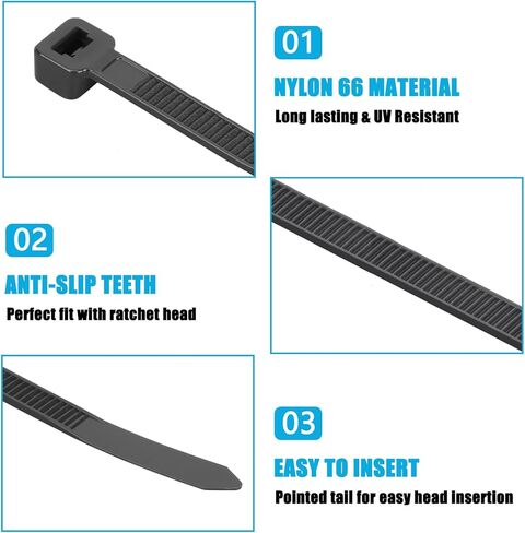 أربطة بسحاب شديدة التحمل بطول 48 بوصة، 15 قطعة من أربطة بسحاب سوداء، عرض 0.35 بوصة، أربطة كابل كبيرة مع قوة شد 176 رطل، أربطة بسحاب ذاتية القفل مقاومة للأشعة فوق البنفسجية للاستخدام الداخلي والخارجي والأسوار والمظلات in Kuwait