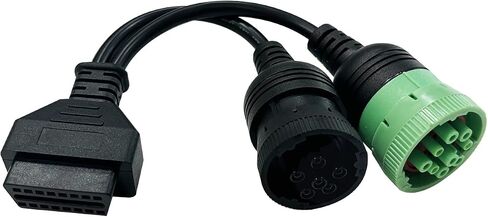 J1939 Splitter 9 Pin to OBD 2 Male Adapter Cable,Work with Truck Diagnostic Scanner Type 2 Green J1939 Connector,OBD to 9Pin J1939 Y Cable Fit for Heavy Duty Commercial Truck Fleet ELD GPS Tracker in Kuwait