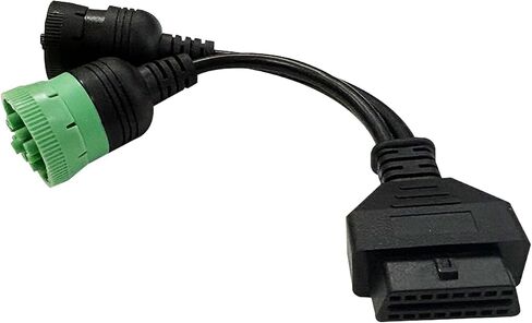 J1939 Splitter 9 Pin to OBD 2 Male Adapter Cable,Work with Truck Diagnostic Scanner Type 2 Green J1939 Connector,OBD to 9Pin J1939 Y Cable Fit for Heavy Duty Commercial Truck Fleet ELD GPS Tracker in Kuwait