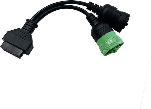 J1939 Splitter 9 Pin to OBD 2 Male Adapter Cable,Work with Truck Diagnostic Scanner Type 2 Green J1939 Connector,OBD to 9Pin J1939 Y Cable Fit for Heavy Duty Commercial Truck Fleet ELD GPS Tracker in Kuwait