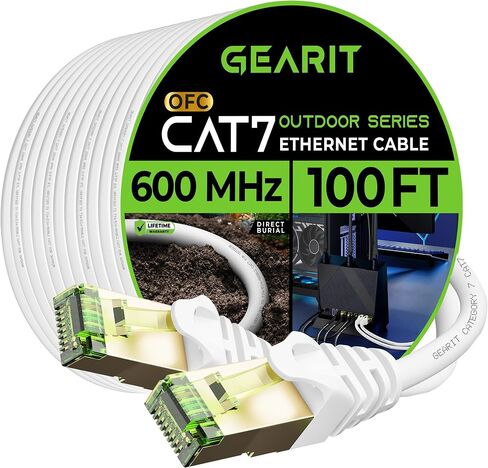 GearIT Cat7 Outdoor Ethernet Cable (150ft) SFTP Shielded Foil Twisted Pair, Pure Copper, LLDPE, Waterproof, Direct Burial, In-Ground, UV Resistant, POE, Network, LAN, Internet, Cat 7-150 Feet in Saudi Arabia