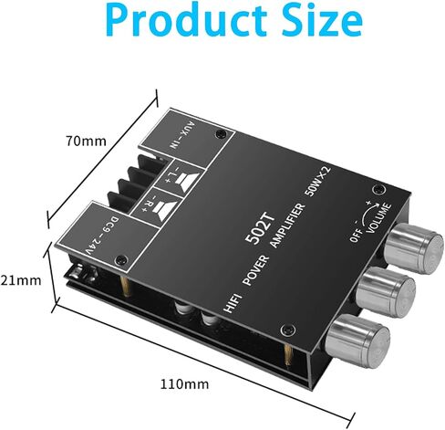 100W+100W Amplifier Board with Treble and Bass Control, 2.0 Channel Stereo Bluetooth 5.0 HiFi Audio Power Amplifier Board, TPA3116D2 DC 9-24V, BT and AUX Inputs for DIY Wireless Speakers (ZK-1002T) in Saudi Arabia