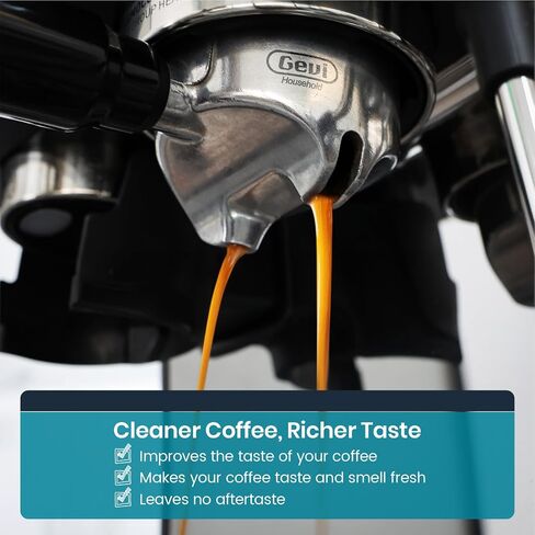 Gevi Household Coffee Maker Cleaner, Espresso Machine Cleaning Powder - 4 Use & Individually Packed for Each Use | Organic Citric Acid Cleaner Compatible with All Major Brands in Kuwait