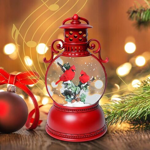 Christmas Snow Globes, Cardinal Christmas Snow Lantern with 8 Songs, 6H Timer Battery & USB Powered Glitter Music Box for Christmas Table Decorations Home Decor in Saudi Arabia