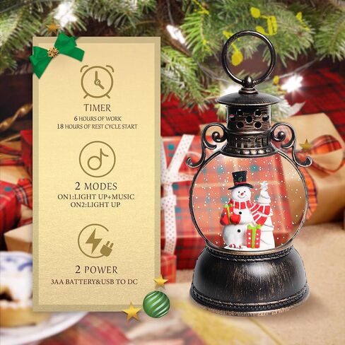 Christmas Snow Globes, Cardinal Christmas Snow Lantern with 8 Songs, 6H Timer Battery & USB Powered Glitter Music Box for Christmas Table Decorations Home Decor in Saudi Arabia