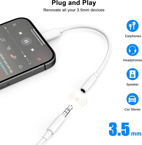 [Apple MFi Certified] iPhone Headphone Adapter, 3 Pack Apple Lightning to 3.5 mm Headphone Jack Aux Audio Dongle Adapter Cable Converter Compatible for iPhone 14 13 12 11 Pro Max XS XR X 8 7 6 iPad in Saudi Arabia