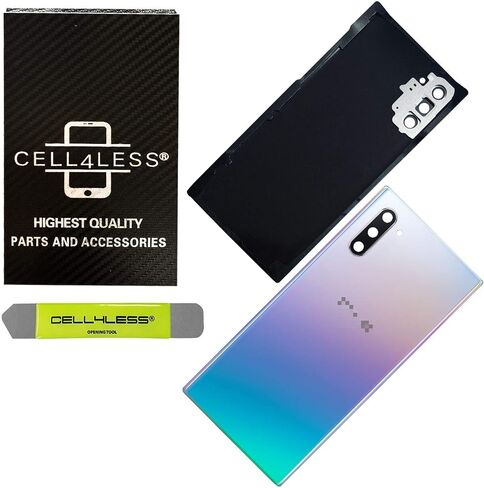 Cell4less Back Glass Replacement Kit for Galaxy Note 10 with Preinstalled Camera Lens & Adhesive (Aura Black) in Saudi Arabia