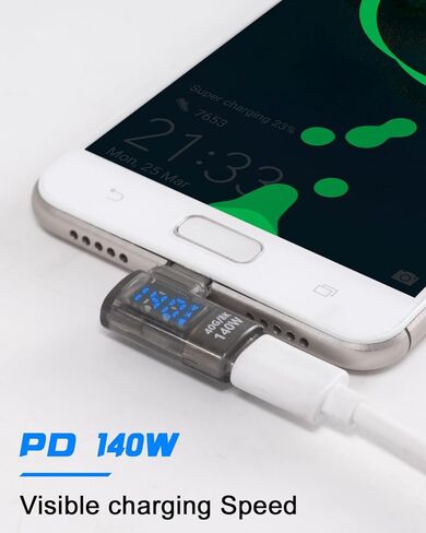 Poyiccot LED Display USB C Right Angle Adapter, 2Pack USB C 90 Degree Adapter 40Gbps 140W 8K@60Hz, Current Voltage Display Tester USB C Extender Compatible for Thunderbolt 4/3, MacBook, Laptop in Kuwait
