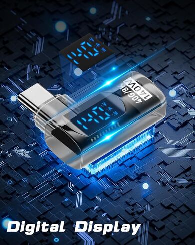 Poyiccot LED Display USB C Right Angle Adapter, 2Pack USB C 90 Degree Adapter 40Gbps 140W 8K@60Hz, Current Voltage Display Tester USB C Extender Compatible for Thunderbolt 4/3, MacBook, Laptop in Kuwait