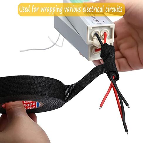 4 قطع شريط قماشي لشريط عزل السيارة باللون الأسود، شريط تسخير سلكي ذاتي اللصق لحزام الأسلاك، دراجة نارية للاستخدام المنزلي (19 مم × 15 م) in Kuwait