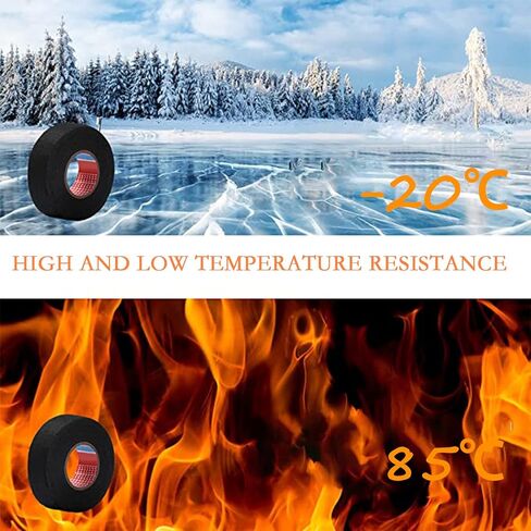 4 قطع شريط قماشي لشريط عزل السيارة باللون الأسود، شريط تسخير سلكي ذاتي اللصق لحزام الأسلاك، دراجة نارية للاستخدام المنزلي (19 مم × 15 م) in Kuwait