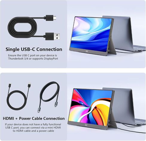 FMC Portable Monitor, 15.6" 1080P Gaming Monitor, Ultra-Slim HDR IPS Computer Display, USB-C HDMI Screen Extender with Smart Cover for Laptop PC Phone Mac Xbox PS4/5 Switch in Saudi Arabia