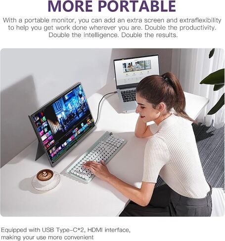 FMC Portable Monitor, 15.6" 1080P Gaming Monitor, Ultra-Slim HDR IPS Computer Display, USB-C HDMI Screen Extender with Smart Cover for Laptop PC Phone Mac Xbox PS4/5 Switch in Saudi Arabia