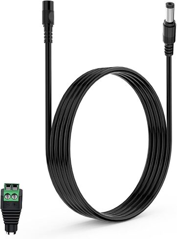 LONNKY 3FT 1M DC Power Extension Cable, 5.5mm x 2.1mm Male to Female Extension Power Cord for CCTV Camera IP WiFi Camera DVR LED Strip, DC Power Supply Adapter Extender Cable (3ft, White) in Kuwait