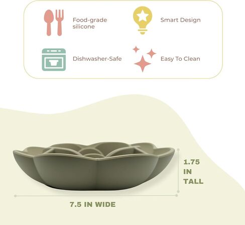 Sillicone Slow Feeder Dog Bowls & Lick Mat with Suction Bottom | Rose Petals Design | Promotes Better Digestion, Prevent Choking | Dish Washer Safe | Great Size for All Breed (Sage Green) in Saudi Arabia