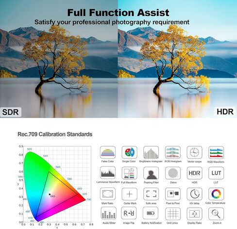 Desview R6 Camera Field Monitor, 5.5 inch Touch Screen 2800nits Ultra Brightness Full HD 1920x1080 IPS Panel with HDR 3D LUT Waveform Peaking 4K HDMI in/Out 8V DC Output on DSLR in Saudi Arabia