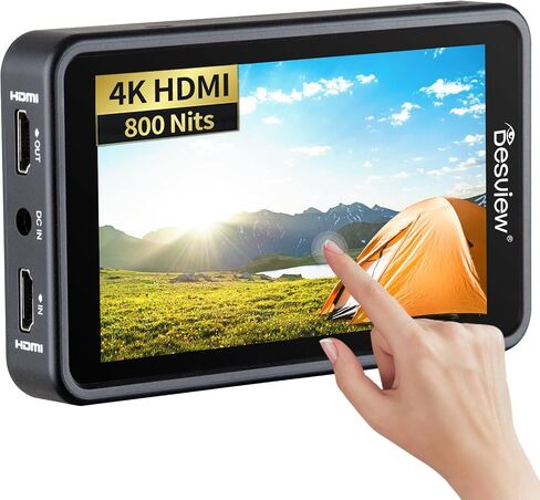 Desview R6 Camera Field Monitor, 5.5 inch Touch Screen 2800nits Ultra Brightness Full HD 1920x1080 IPS Panel with HDR 3D LUT Waveform Peaking 4K HDMI in/Out 8V DC Output on DSLR in Saudi Arabia