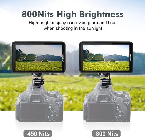 Desview R6 Camera Field Monitor, 5.5 inch Touch Screen 2800nits Ultra Brightness Full HD 1920x1080 IPS Panel with HDR 3D LUT Waveform Peaking 4K HDMI in/Out 8V DC Output on DSLR in Saudi Arabia