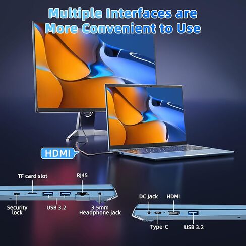 Laptop, 17.3 Inch Laptops Computer, 8GB DDR4 256GB SSD Notebook with Celeron J4105 Processor(up to 2.5 GHz), 8000mAh, Webcam, Mini HDMI, USB3.2 * 2, Dual WiFi, Type-C(Gray) in Saudi Arabia