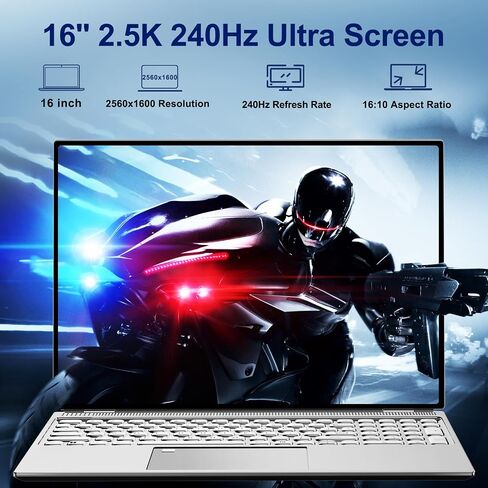 2024 Newest 16" QHD 240Hz Laptop, 12th-Gen Intel Processor N95(1.7-3.4GHz), 1TB PCle SSD 16GB RAM, Windows 11 Laptop Computer with Backlit Keyboard, USB Type-C&A, Mini-HDMI, WiFi, BT, Webcam in Saudi Arabia