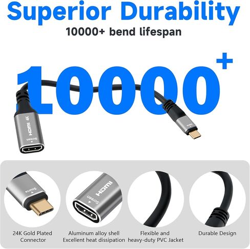 4K USB C to HDMI Adapter 10 Pack, Type-C Male (Source) to HDMI Female (Screen) Converter Connector [Thunderbolt 3/4 Compatible],for iPhone16 Series, MacBook Pro, Air, iPad Pro, Galaxy 24-0.6 Feet in Saudi Arabia