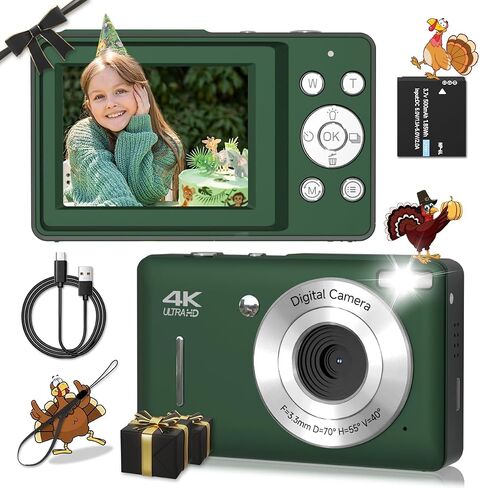 Digital Camera, 44MP Compact Camera, FHD 1080P Point and Shoot Digital Cameras with 16X Zoom, Face Detect, Smile Capture, Anti Shake, for Boys Girls Teens Gifts (White) in Saudi Arabia