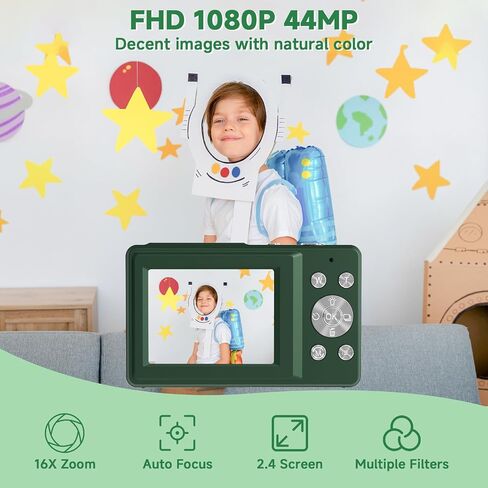Digital Camera, 44MP Compact Camera, FHD 1080P Point and Shoot Digital Cameras with 16X Zoom, Face Detect, Smile Capture, Anti Shake, for Boys Girls Teens Gifts (White) in Saudi Arabia