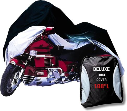 Formosa Covers | Motorcycle Cover, Premium Waterproof Outdoor Protection, Precision Fit up to 108 Inch Tour Bikes, Choppers and Cruisers – Flame Logo (XXL, Black & Silver) in Kuwait