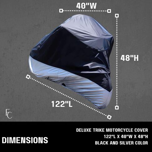 Formosa Covers | Motorcycle Cover, Premium Waterproof Outdoor Protection, Precision Fit up to 108 Inch Tour Bikes, Choppers and Cruisers – Flame Logo (XXL, Black & Silver) in Kuwait
