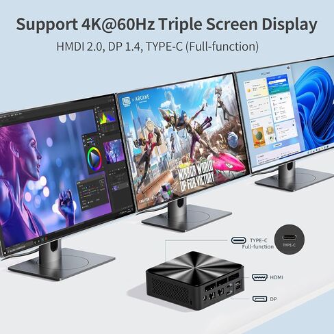 Mini PC, Intel 12th Alder Lake N100 (up to 3.4GHz), 16GB DDR4 RAM 512GB M.2 SSD Dual LAN, Mini Desktop Computers Windows 11, 4K Triple Display, Type-C, WiFi 6, BT 5.2, Micro PC for Home Office in Saudi Arabia