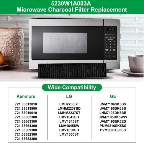 4 حزمة 5230W1A003A استبدال فلتر الفحم الميكروويف متوافق مع GE LG Kenmore، استبدال فلتر الهواء الميكروويف لLMHM2237BD LMV1650ST LMV2031ST LMV2031SB PVM9005SJ8SS in Kuwait