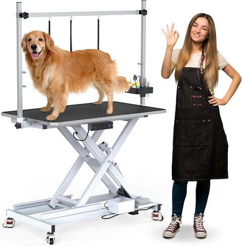 YITAHOME 50" Professional Electric Dog Grooming Table, Heavy Duty Pet Grooming Table for Dogs at Home, Aluminum Dog Grooming Arm, Anti-Slip Tabletop & Tool Organizer Large Pet Grooming Station Black in Saudi Arabia