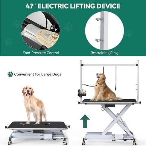 YITAHOME 50" Professional Electric Dog Grooming Table, Heavy Duty Pet Grooming Table for Dogs at Home, Aluminum Dog Grooming Arm, Anti-Slip Tabletop & Tool Organizer Large Pet Grooming Station Black in Saudi Arabia