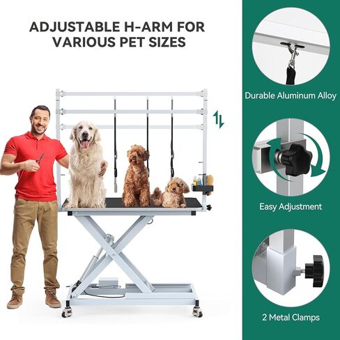 YITAHOME 50" Professional Electric Dog Grooming Table, Heavy Duty Pet Grooming Table for Dogs at Home, Aluminum Dog Grooming Arm, Anti-Slip Tabletop & Tool Organizer Large Pet Grooming Station Black in Saudi Arabia
