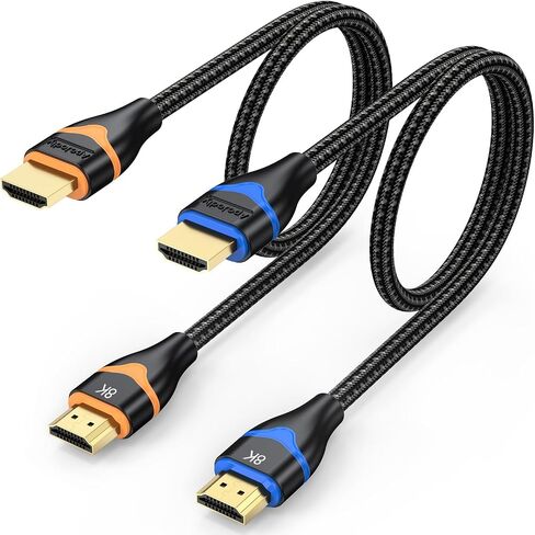 8K Short HDMI Cable 1.5FT 2-Pack, HDMI 2.1 Cable Ultra High Speed HDMI Braided Cord 48Gbps 8K@60Hz, 4K@120Hz, eARC, HDCP 2.2&2.3, HDR10+, 3D for Roku/Blu-ray/HDTV/HDMI Switch/Monitor in Saudi Arabia