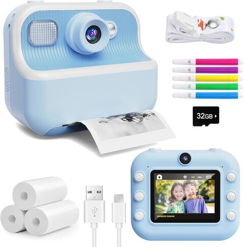 Kids Camera Instant Print, Front Rear Dual Selfie Digital Camera with 1080P Videos, Holiday Birthday Gifts for Kids Age 3-12,Periwinkle in Saudi Arabia